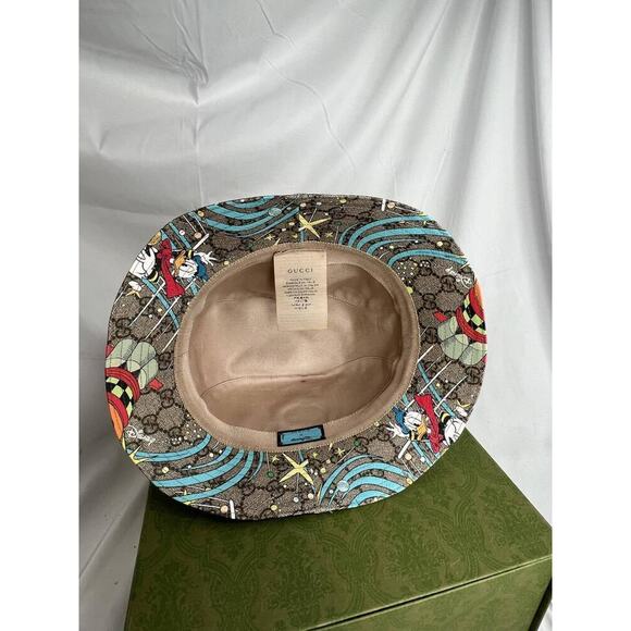 GUCCI X DISNEY Beige Medium Donald Duck Supreme Canvas Hat Medium 317839 - Picture 6 of 14